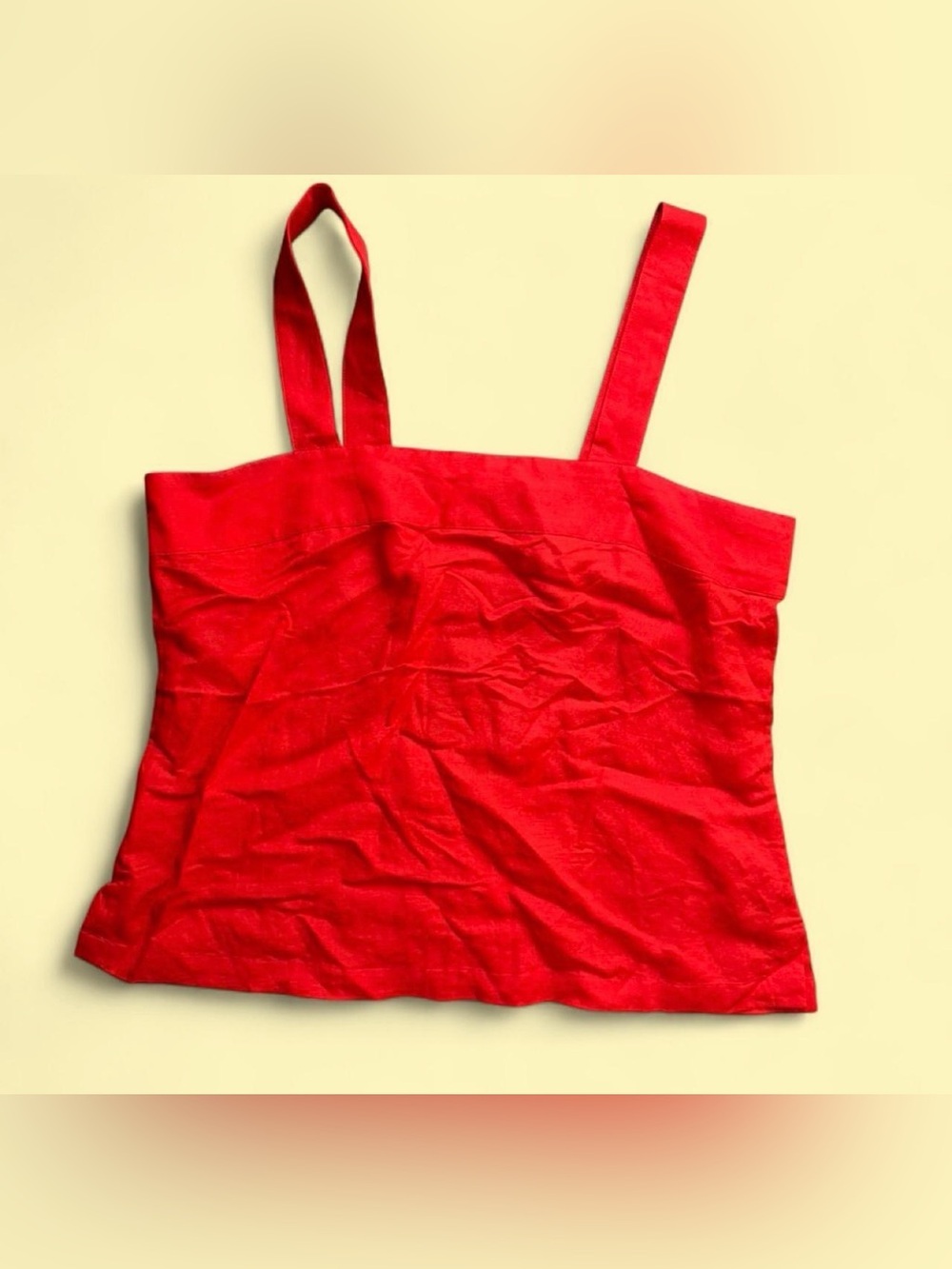 Emily McCarthy women’s Size XL Linen Blend red Tank Shell Top Wide Straps